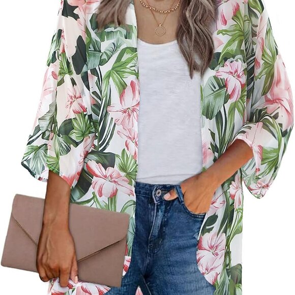 Women's Chiffon Kimono Loose Casual Open Front s - Picture 1 of 5